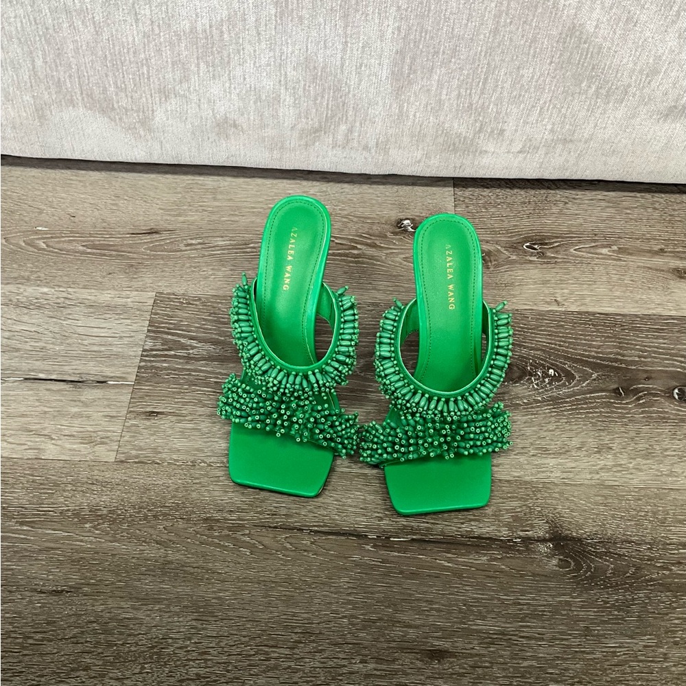 Green Beaded Women's Sandals